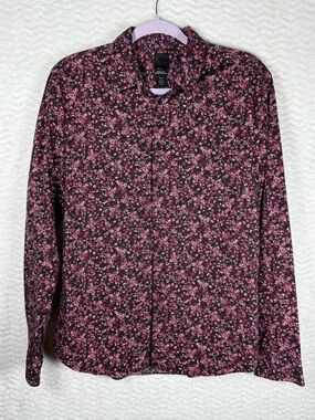 H&M Men’s Black Button-Down Shirt with Pink Floral Print
